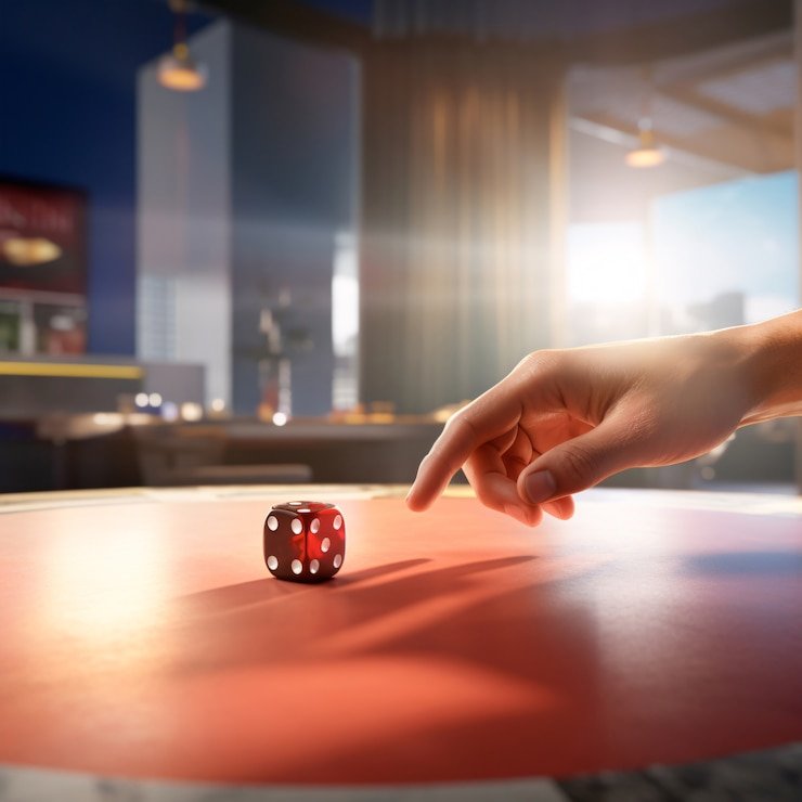 Live dealer studio with Caribbean Stud Poker table layout and community seating